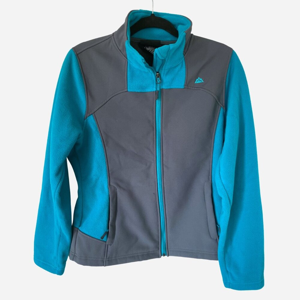 Snozu Performance Women's Full Zip Fleece Jacket Teal Blue Grey Size M Medium